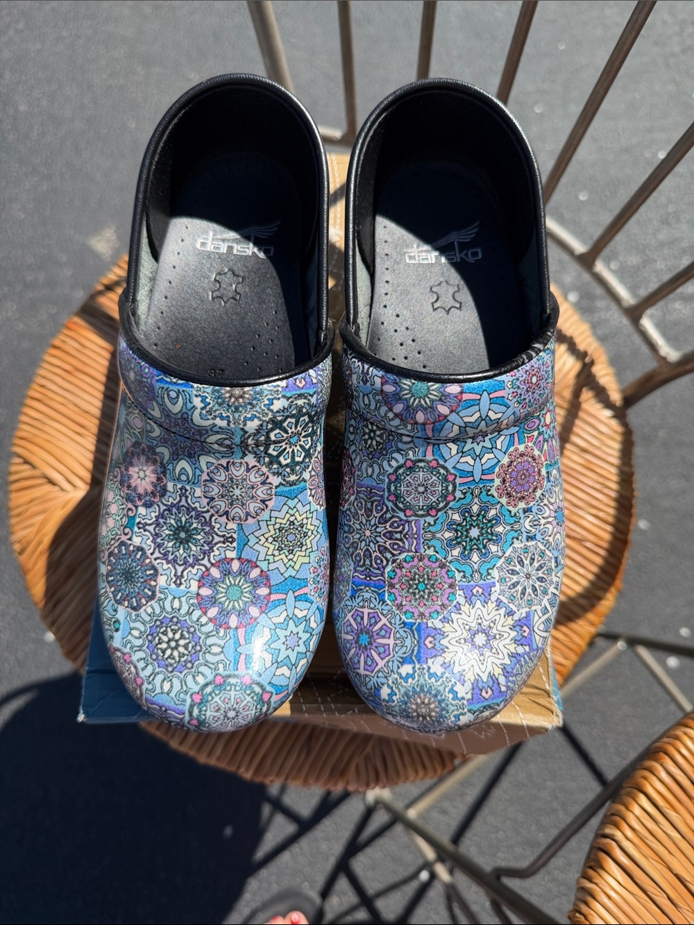 Dansko Multicolor Blue-Purple Mosaic Clogs